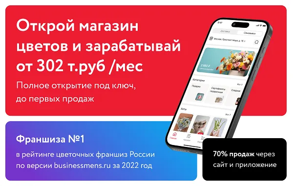 Франшиза Цветов.ру - цветочный магазин