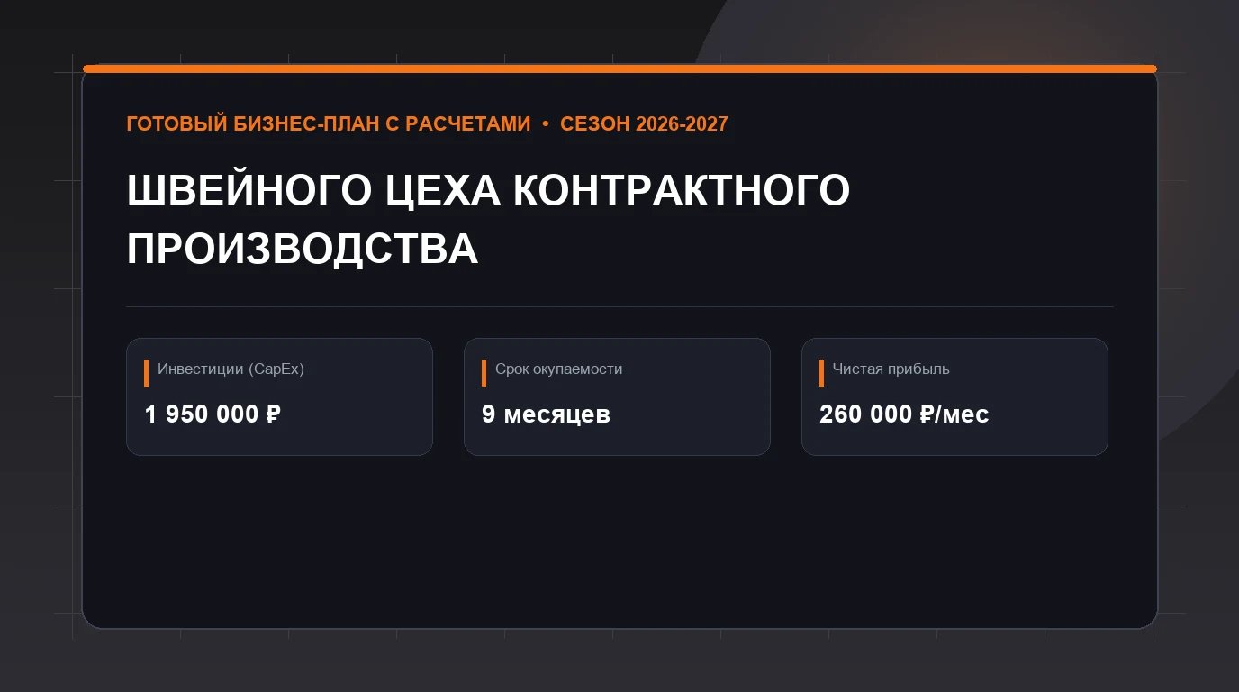 Бизнес-план: бизнес-план швейного цеха контрактного производства